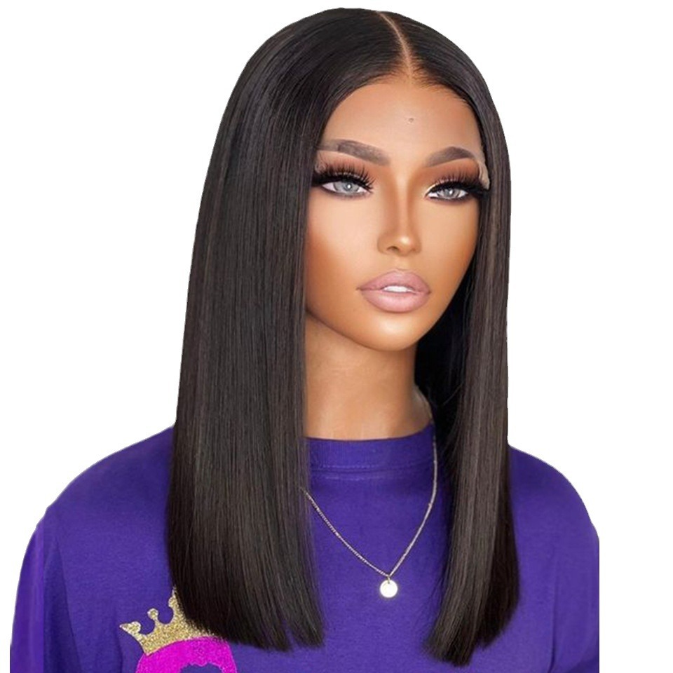 Double Drawn Bone Straight Human Hair Wigs SDD 200% Density 4X4 Lace Free Women's Wig DD European and American Short Hair Straight Hair