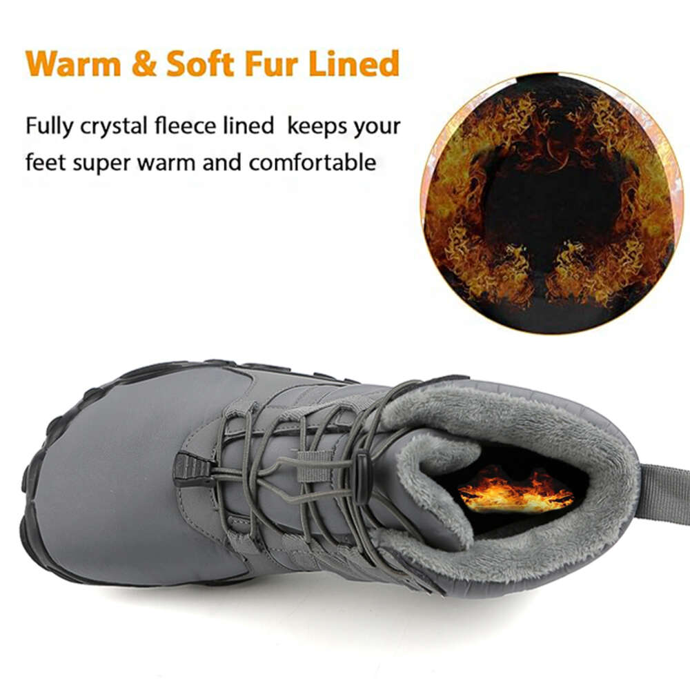 Barefoot Big Size Waterproof Winter Sneakers Fur Lined Wide Toe Box Snow Boot Women Men Plush Hiking Boots Ddmysaturn