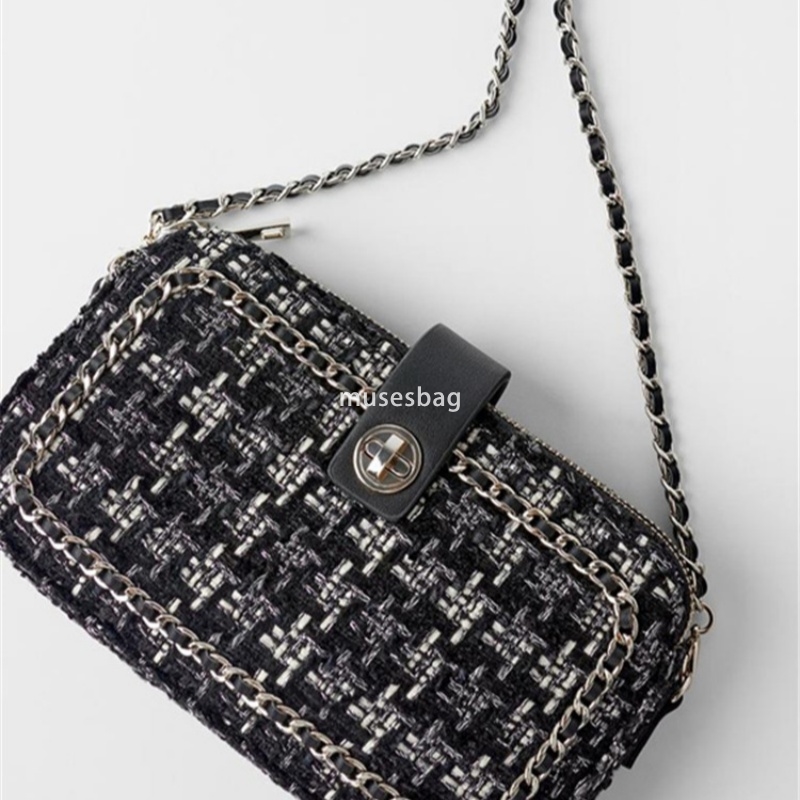 New patchwork soft cloth single shoulder crossbody bag chain small square bag versatile small fragrant bag noble women's handbag