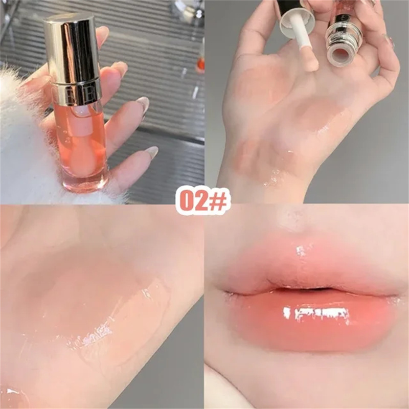 Jelly Violet Glass Oil Moisturizing Transparent Plumper Gloss Makeup Nutritious Liquid Lipstick Big Brush Lip Care