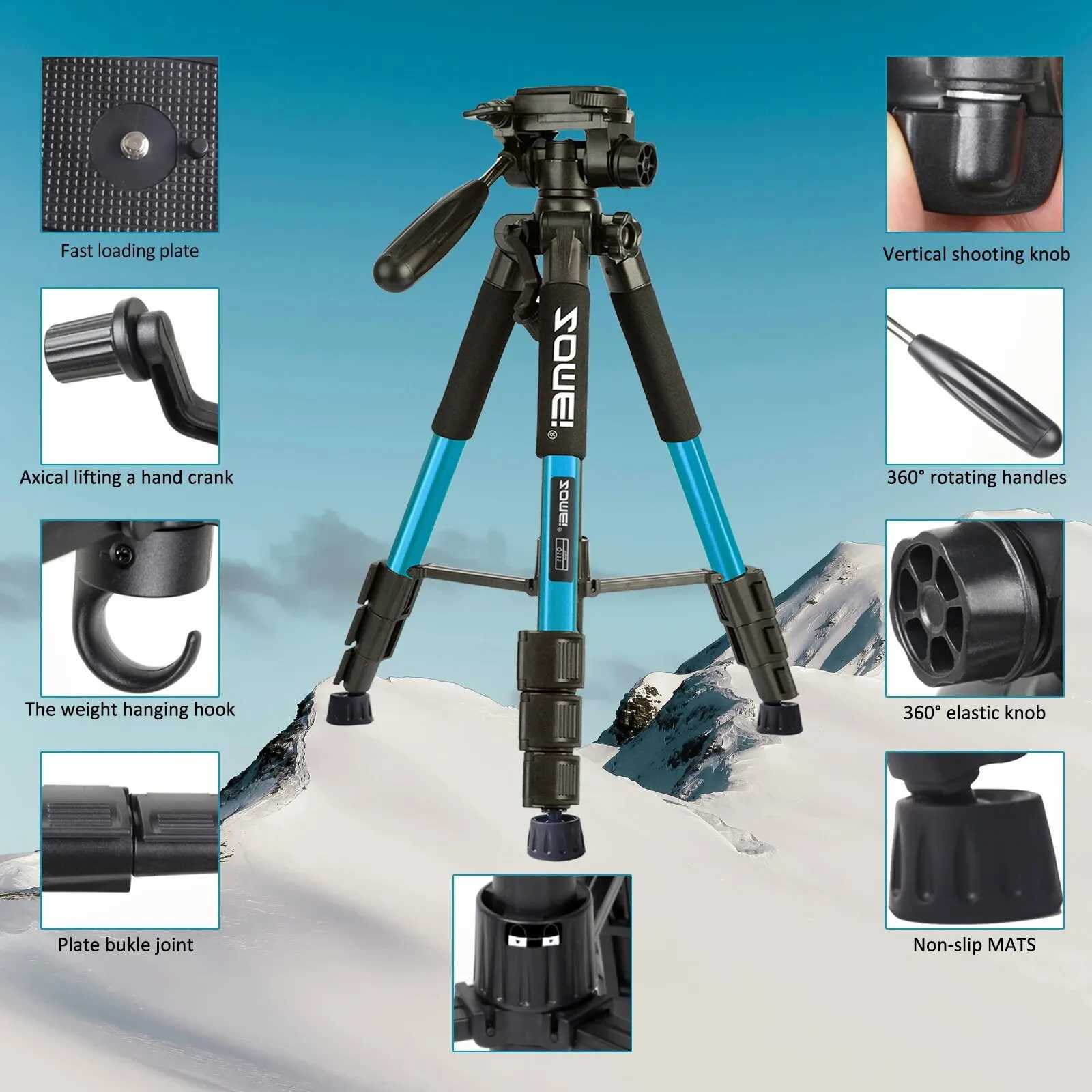 Tripods ZOMEI Q111 Professional Portable Tripod For Camera With 360 Panorama Ball Head Tripod For DSLR Stable And Cell Phone Tripod 246052