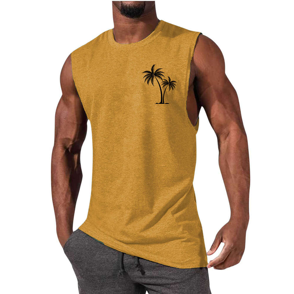 Plus Size 3xl 4XL Mens t-shirt Designer Tank Top Muscle Man Sports and Casual Vest Tops CoconutTree Printed Summer Mens sleeveless tee shirts