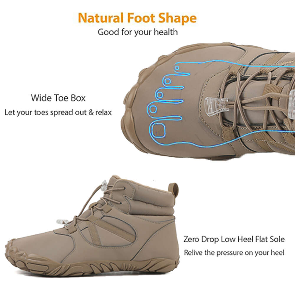 Winter Trekking Warm Fur Lined Snow Barefoot Outdoor Water Resistant Ankle Booties Men Women Hiking Boots