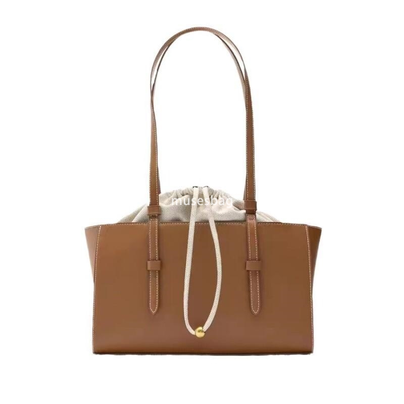Advanced Korean Underarm Bag New Fashion Shoulder Bag Versatile White City Style Drawstring Strap Mouth Handheld Crossbody Bag