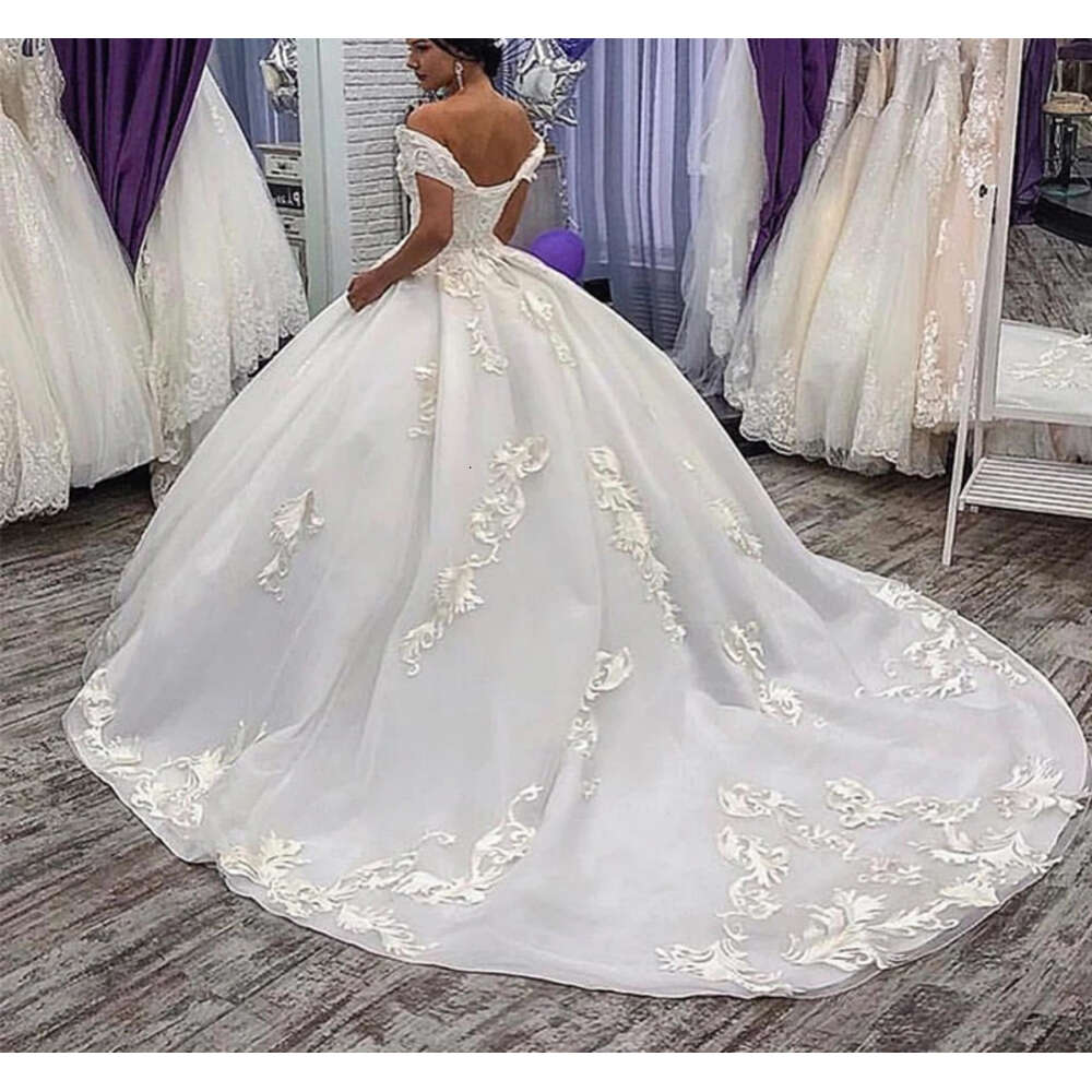 Lace Wedding Dresses 2024 | Off-Shoulder A-E Appliques Bridal Gown 0213