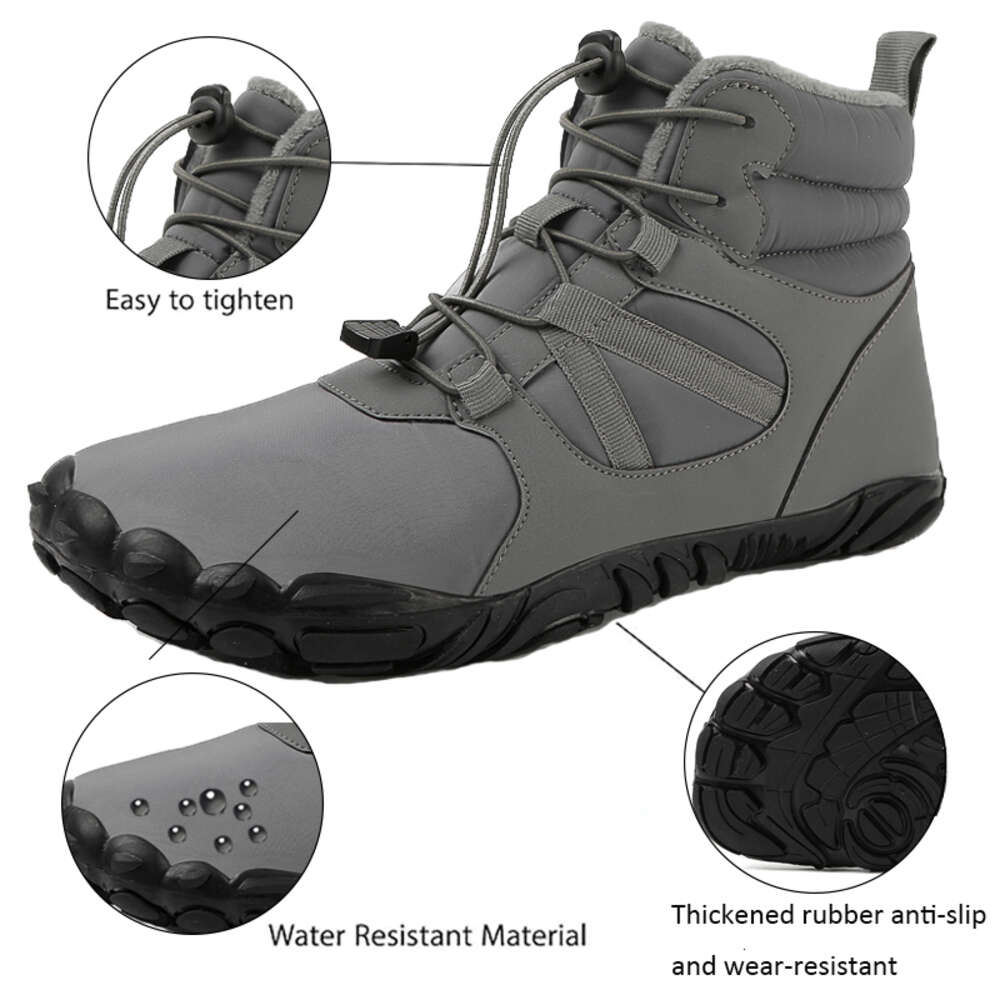 Barefoot Big Size Waterproof Winter Sneakers Fur Lined Wide Toe Box Snow Boot Women Men Plush Hiking Boots Ddmysaturn