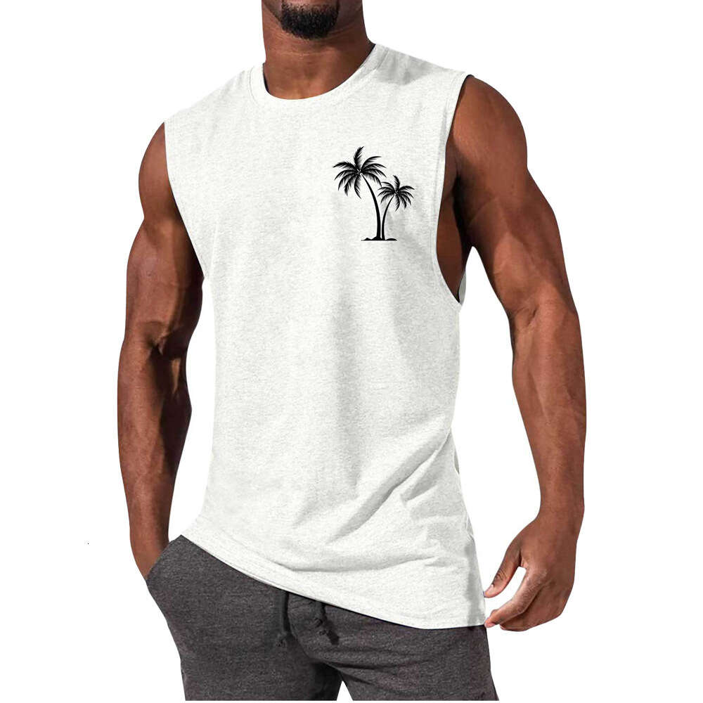 Plus Size 3xl 4XL Mens t-shirt Designer Tank Top Muscle Man Sports and Casual Vest Tops CoconutTree Printed Summer Mens sleeveless tee shirts