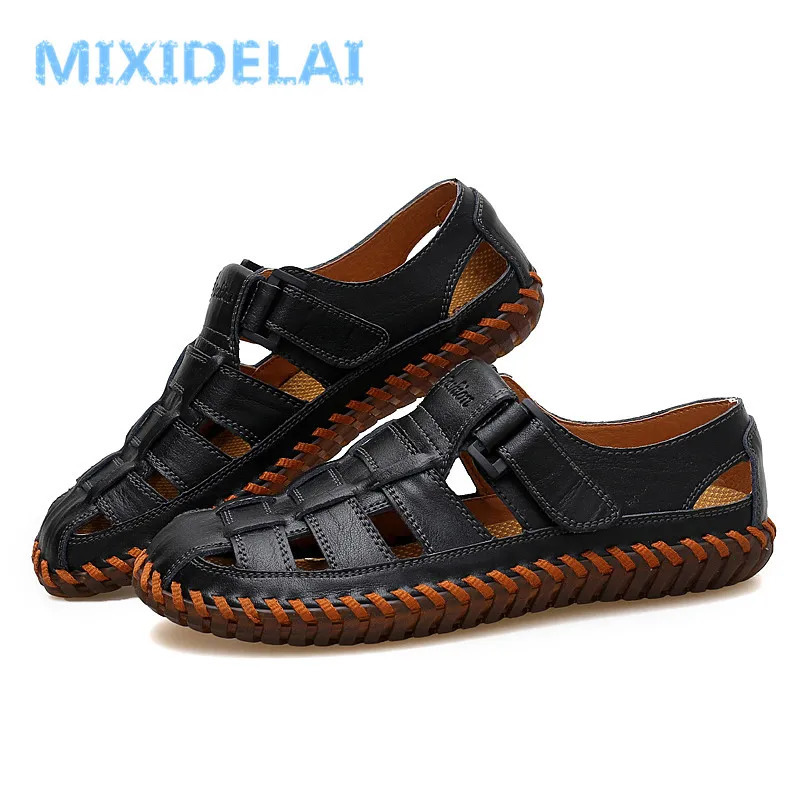 MIXIDELAI Summer Mens Sandals 2024 Casual Beach Mens Shoes High Quality Genuine Leather Sandals Mens Sandals Large Sizes 39-47 240605