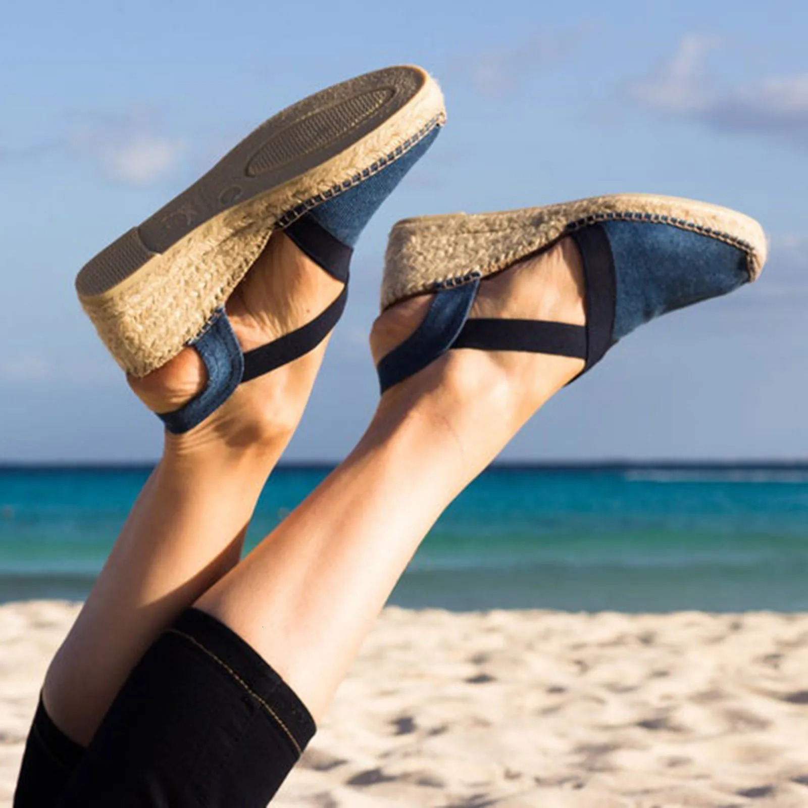 Women Bohemia Sandals Fashion Casual Toe Closed Wedges High Heel Shoes Thick Bottom Slingbacks Summer Casual Women Sandalias 240605