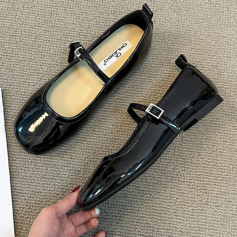 2024 Spring Women Black Flat Shoes Fashion Red Ladies Casual Dress Mary Jane Shoes Soft Sole Round Toe Outdoor Ballerina 240605