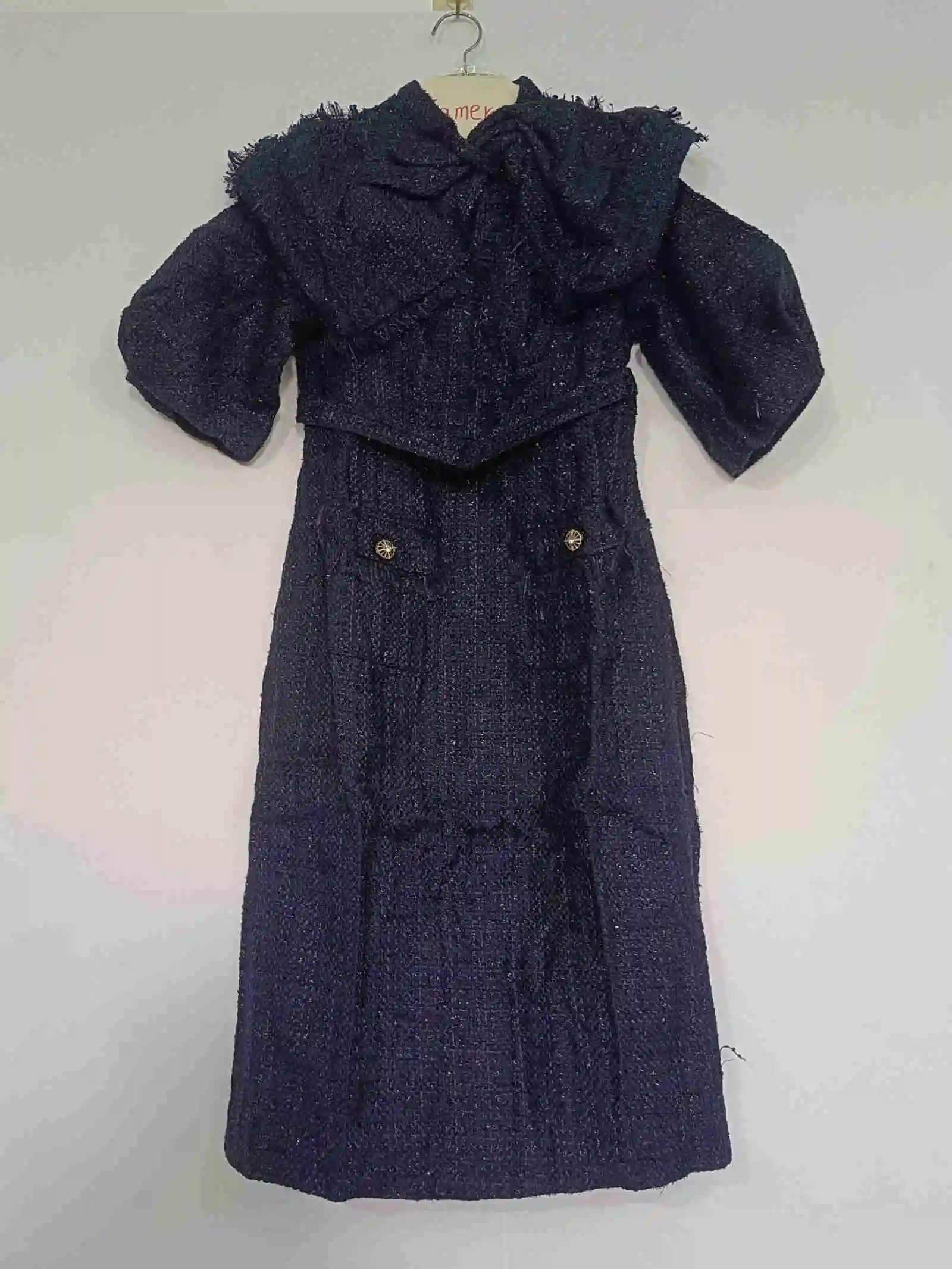 JAMERARY Fashion Autumn Winter Tweed Dress For Women Lantern Sleeve Midi Long Bodycon Dresses Office Lady Korean Style 240529