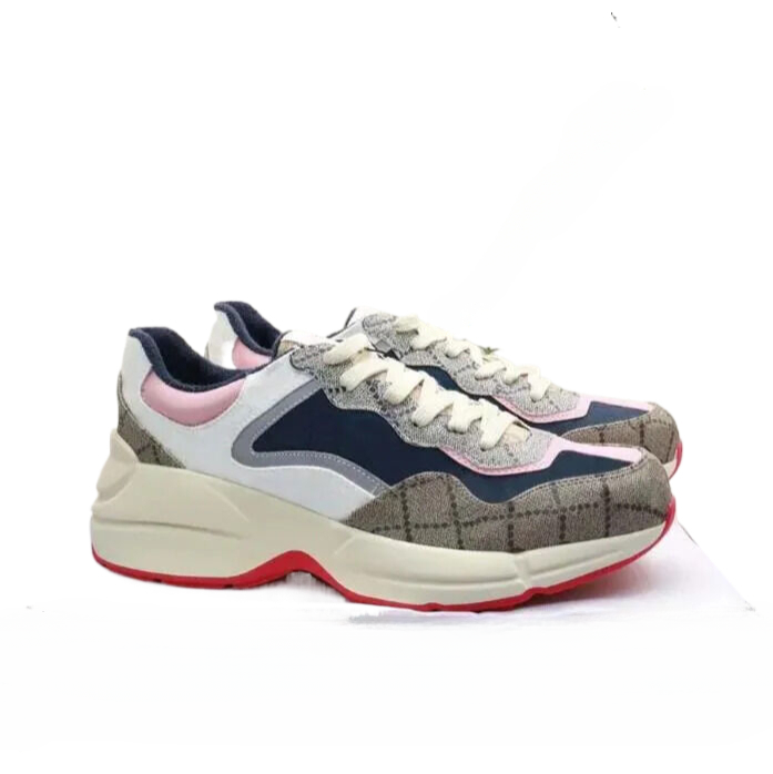 Rhyton Beige Men Shoes Top Trainers 620185 99WF0 4371 Vintage Luxury Chaussures Ladies Designer Sneakers Muticolor Size 34-46