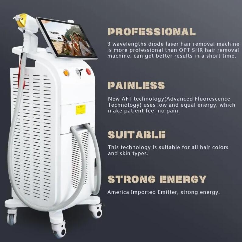 Effective Ice Platinum Epilator Care Epilation Definitive 808nm Alexandrite Diode Laser 755 808 940 1064 Hair Removal Machine