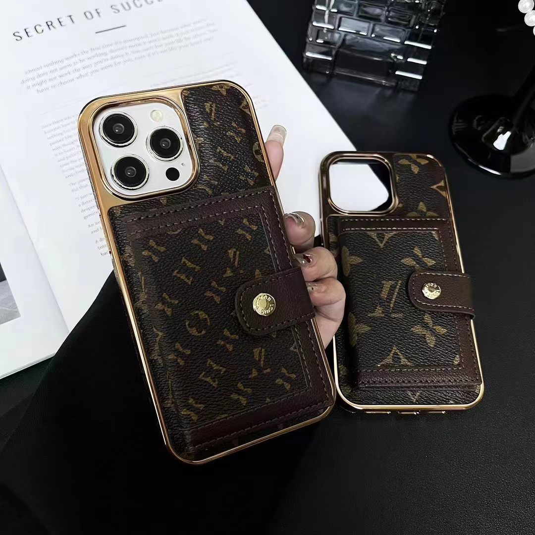Beautiful iPhone Phone Cases 15 14 Pro Max L Leather Card Wallet Hi Quality Purse 18 17 16 15pro 14pro 13pro 13 12 11 Case with Logo Box Packing Woman Girls Fei
