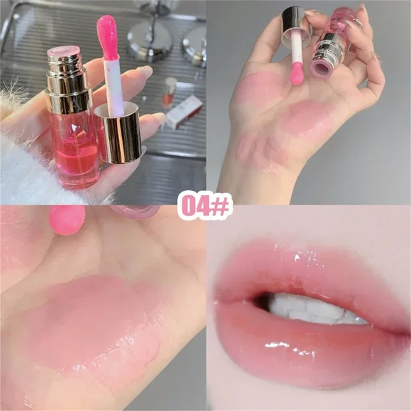 Jelly Violet Glass Oil Moisturizing Transparent Plumper Gloss Makeup Nutritious Liquid Lipstick Big Brush Lip Care