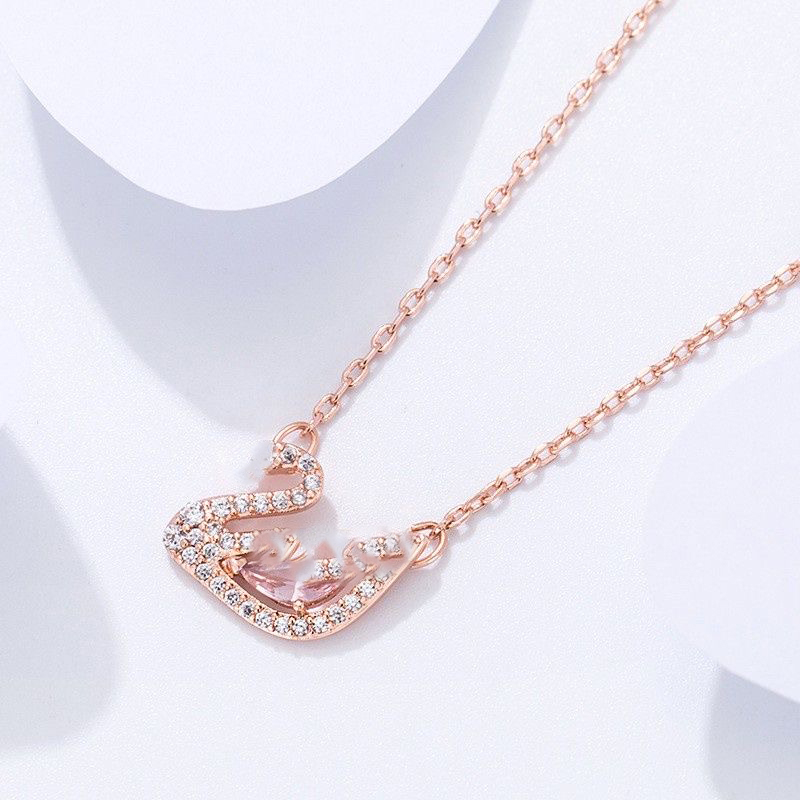 Fashion Womens Beating heart Dia Pendant 14K Gold Swan designer necklace INS Style Necklace emotional Gift Jewelry for Women Express Their Love