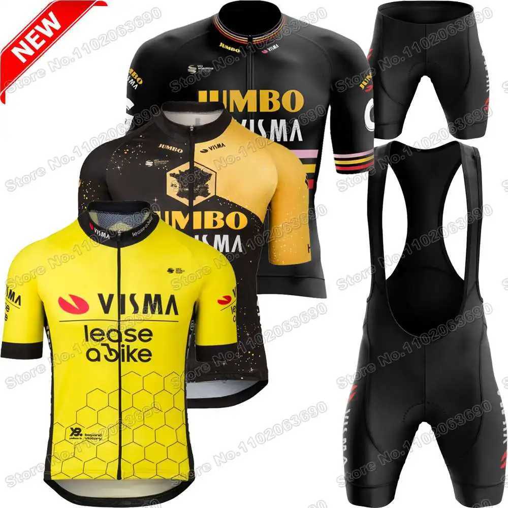 Cycling Jersey Sets 2024 Italy Spain France Tour Team Bicycle Jersey Set Wout van Aert Jonas Vinegaard Bicycle Clothing Road Bicycle bib shorts G240529