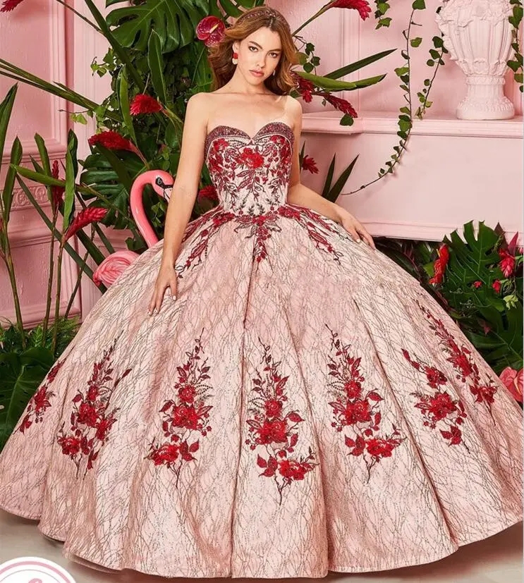 Burgundy Mexican Quinceanera Dresses Ball Gown Sweetheart Appliques Lace Puffy Charro Sweet 16 Dresses 15 Anos