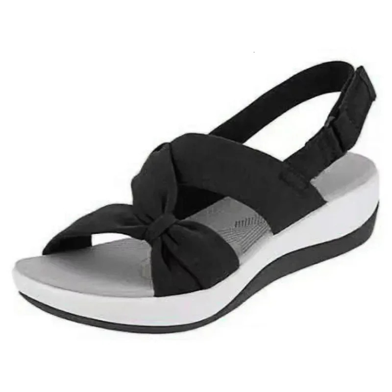 Women Sandals 2024 Summer Closed Toe Roman Sandals Women Bow Platform Wedges Sandals Women Sandals Plus Size 43 240605