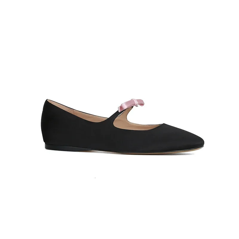2024 Bowknot Mary Jane Women Square Toe Glossy Leather Flats Female Red Dance Ballets Party Ball Bridal Wedding Shoes 240605