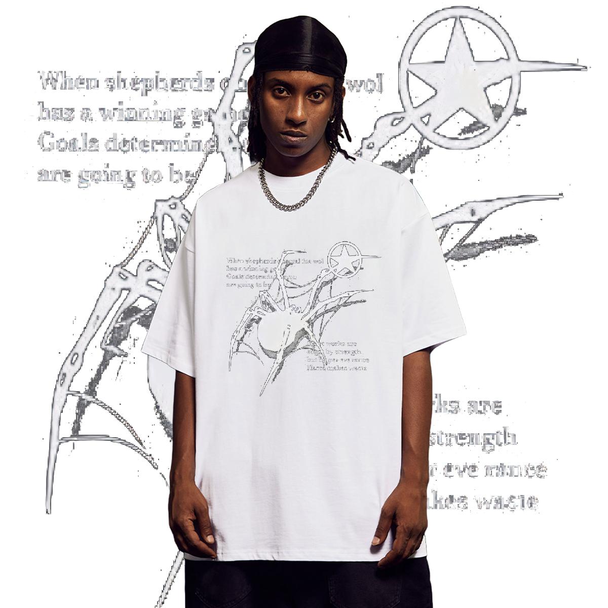 White Spider Printing Mens Tshirts Breathable Short Sleeve Spring Summer T Shirt For Man Graphic Fashion New Tees