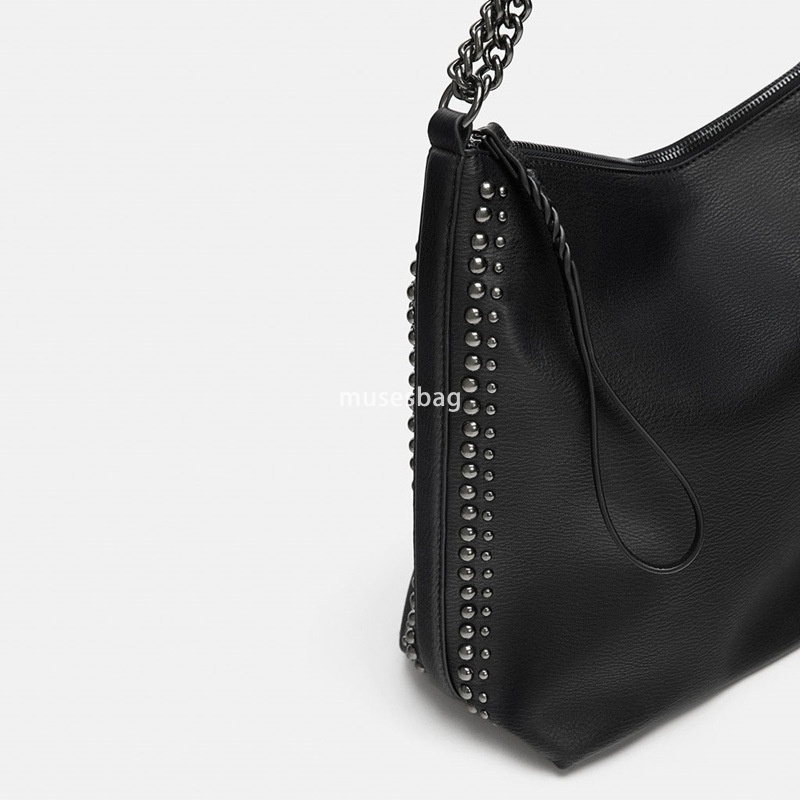 PU High Quality Women's Fashion Tote Handheld Rivet Practical Multi functional Single Shoulder Bag Water Bucket Bag Large Capacity Shopping Bag