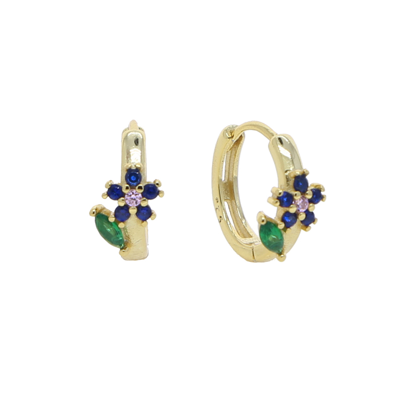 Sterg Sier Blue Pink Zircon Hoop Earrings for Women