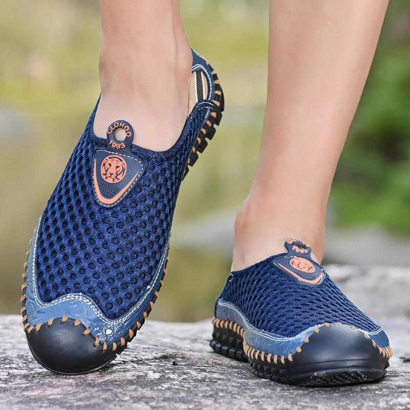 CLOHOO Handmade Comfortable Vacation Net Shoes Fashion Casual Mens Shoes 240605