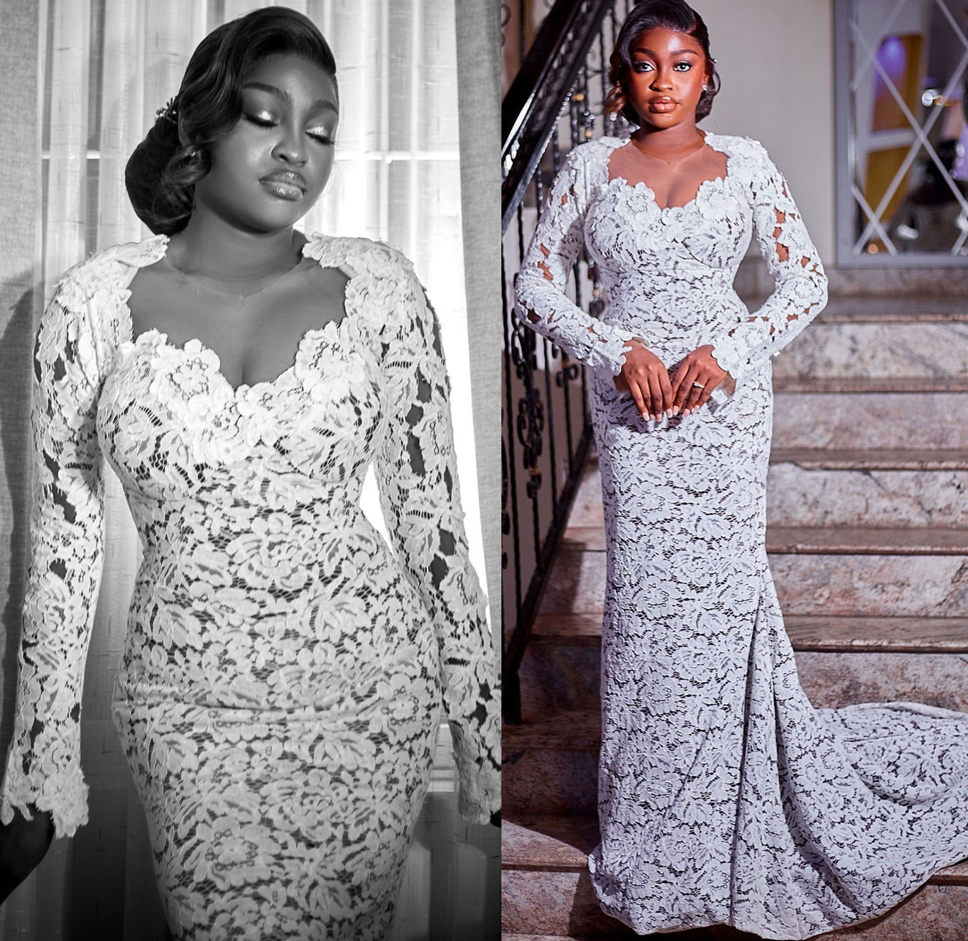 Aso Ebi 2024 White Illusion Mermaid Wedding Dresses Lace Sheer Neck Vintage Sexy Charming Bridal Gowns Dresses ZJ202