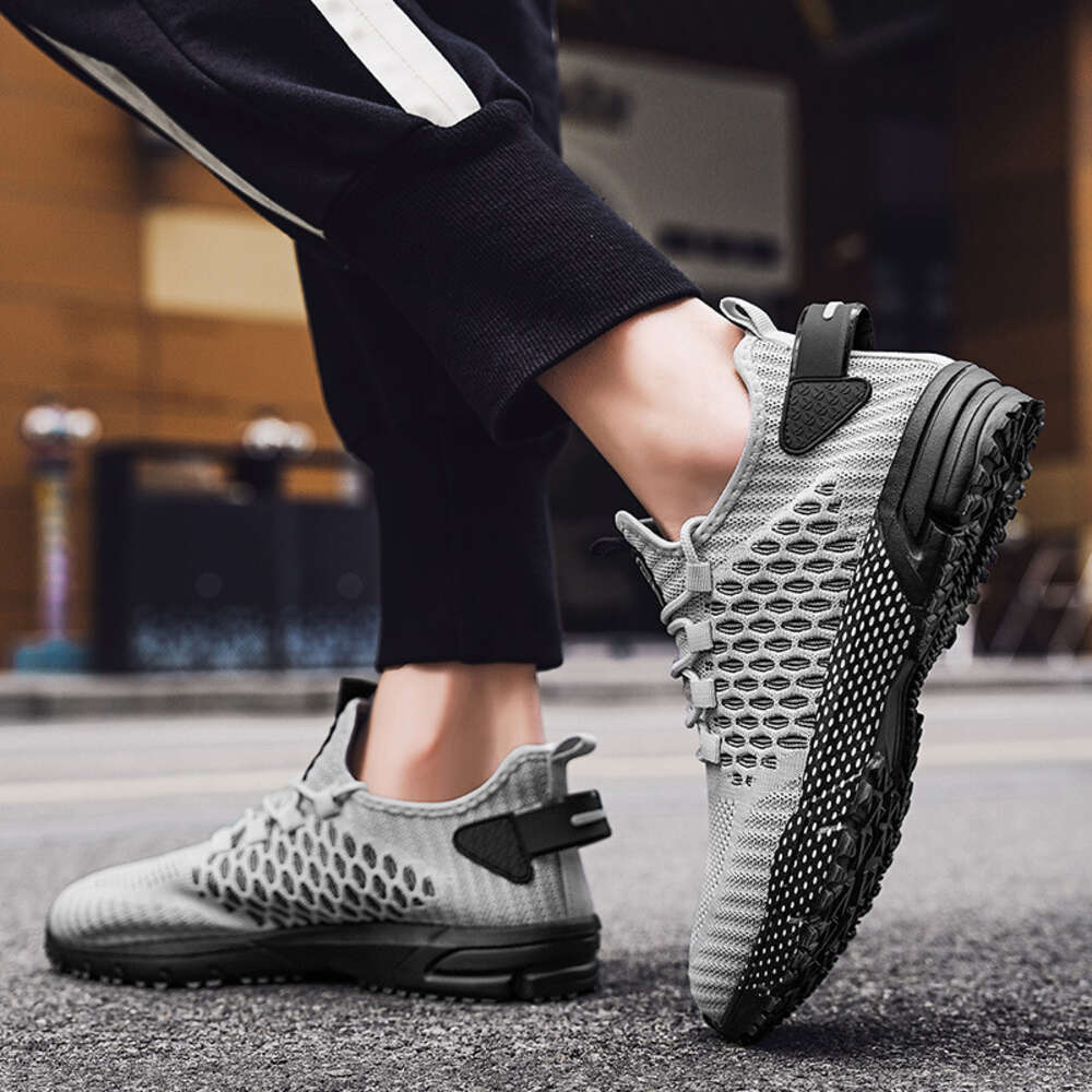Sport Sneakers Casual Lace Up Summer Breathable Mesh Running For Men Lightweight Solid Color Tennis Shoes Ddmysaturn