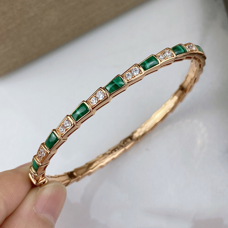 Serpent scale designer single bangle for woman crystal Gold plated 18K highest counter quality luxury Vintage 925 silver European size exquisite gift with box 035