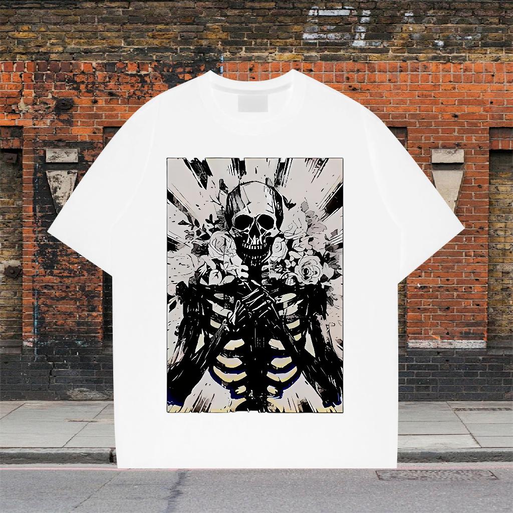 Loose Man T Shirts High Street Hip Hop Crew Neck Cotton Mens Tshirts 2024 New Custom Printing Tees Shirts