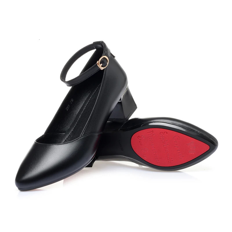AIYUQI Office Large Size 41 42 Genuine Leather Dress Mid Heel Red Womens Shoes 240605