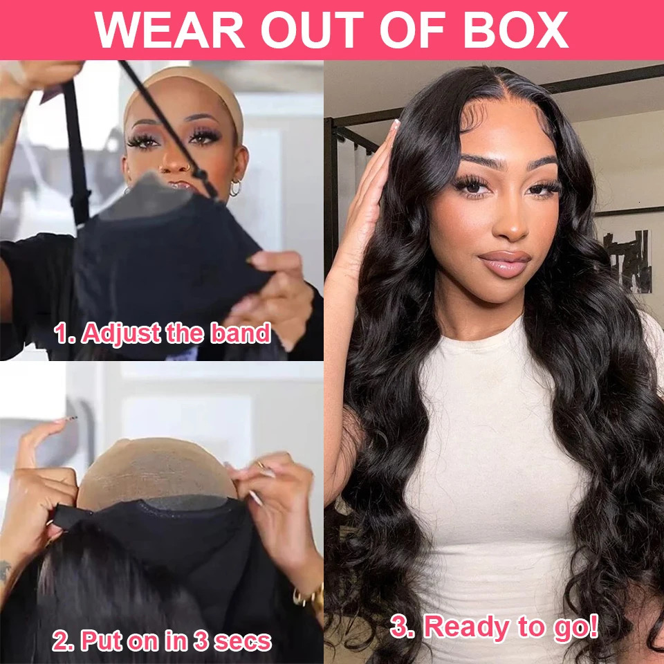 Glueless Wig Human Hair Ready To Wear And Go Preplucked Wigs Brazilian Body Wave 13x6 HD Lace Frontal Human Hair Wig PreCut 200% 240603