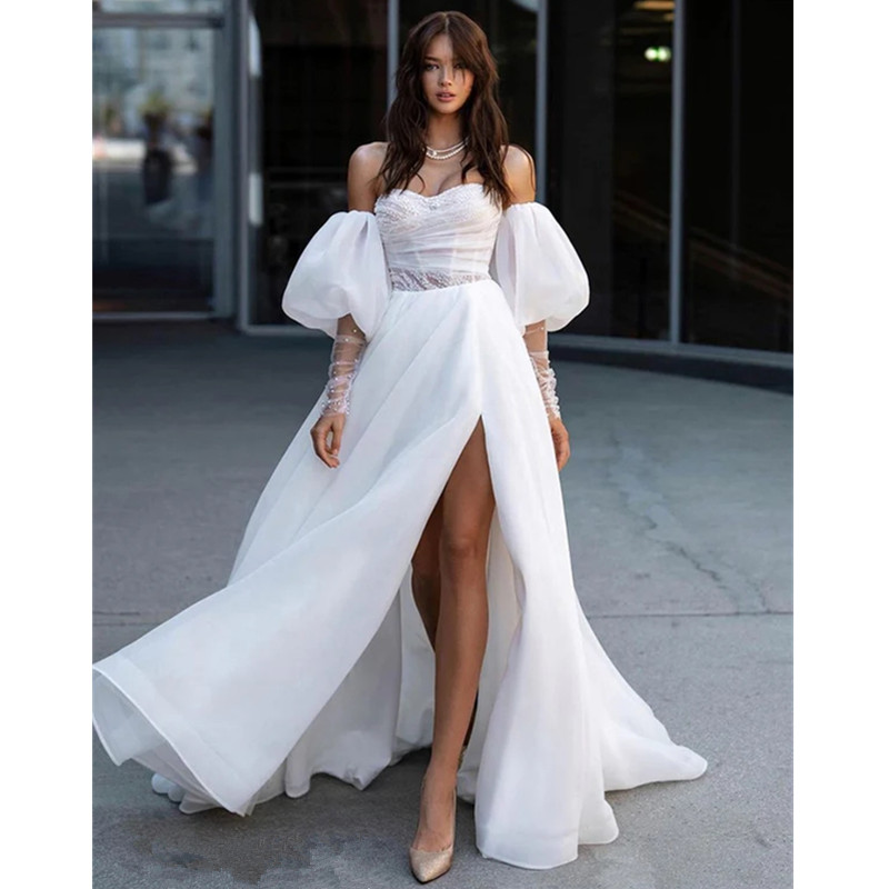 2024New Spring Lace Appliques Wedding Dresses Long Sleeve Vestidos De Novia 2024 White V-Neck Princess Bride Wedding Gowns Plus Size