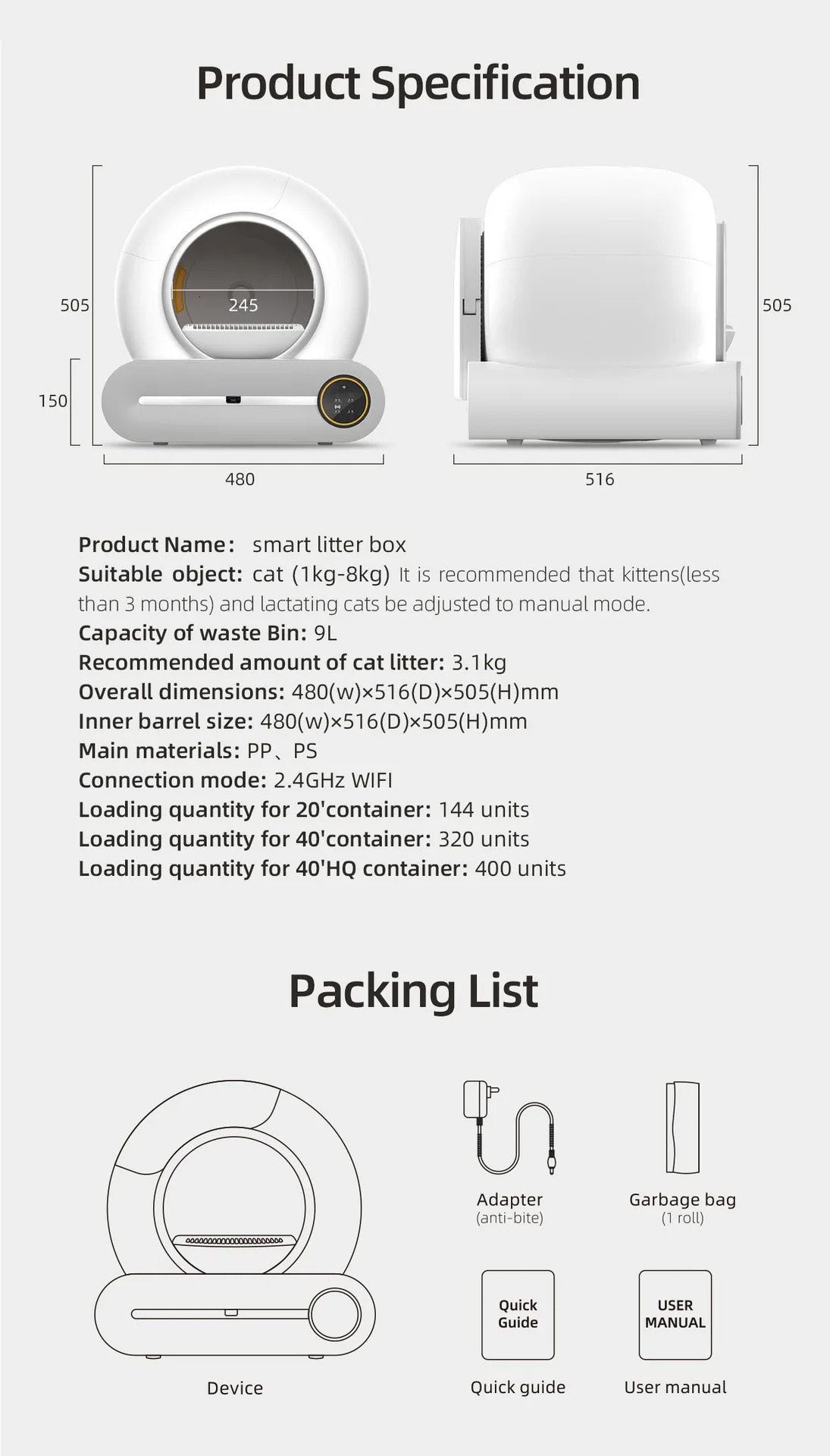 Tonepie Automatic Toilet for Cats Self-Cleaning Cat Litter Box APP Control Electric Proof Splash Sandbox Cat Pet Supplies Cat WC 240604