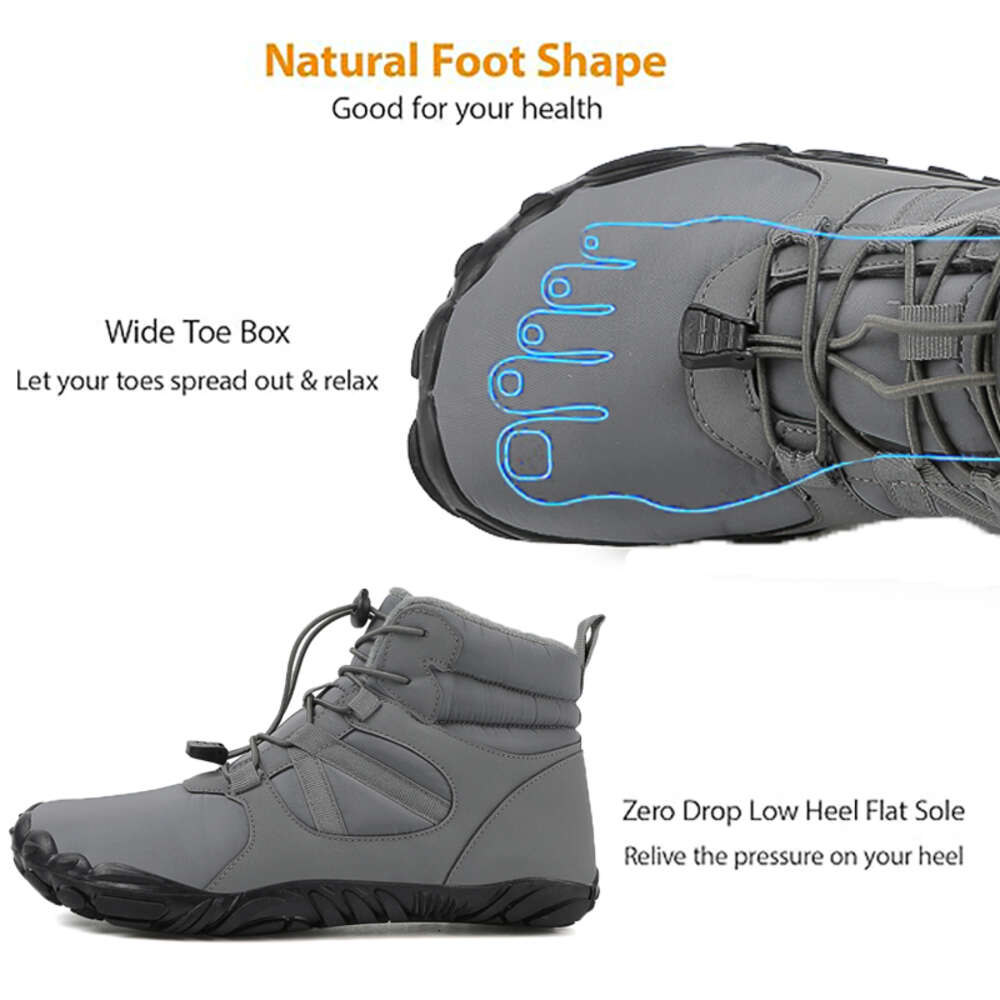 Barefoot Big Size Waterproof Winter Sneakers Fur Lined Wide Toe Box Snow Boot Women Men Plush Hiking Boots Ddmysaturn