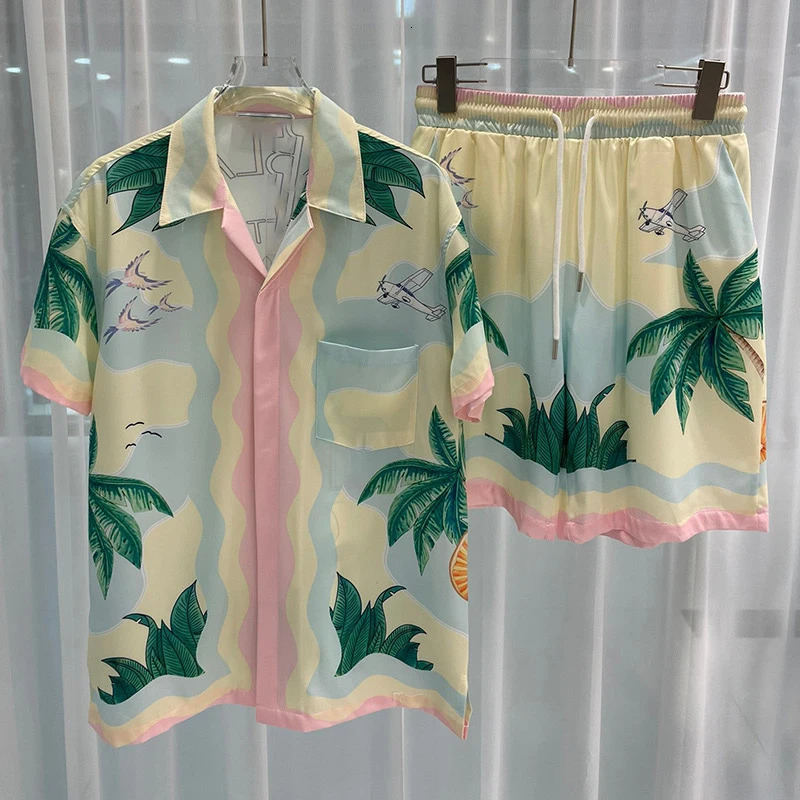 Summer Men Shirt Sets 3d Print Beach Flower Short Sleeve Casual Oversized ShortsStreetwear Hawaiian Suits Clothing 240601Z