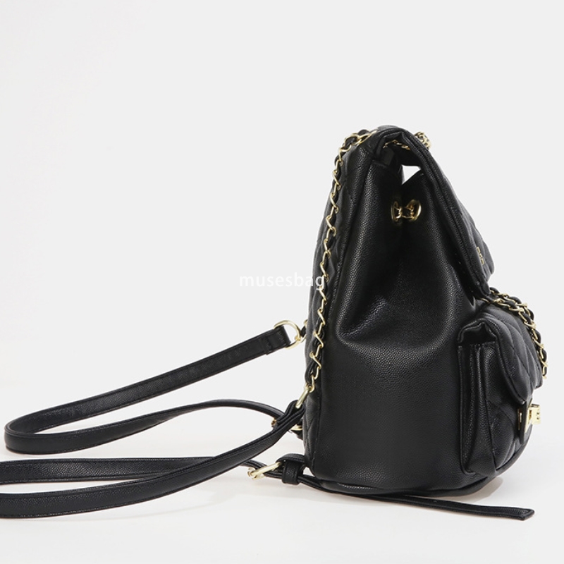 New niche design backpack, small fragrant style diamond grid backpack, fashionable college style chain, large capacity backpack