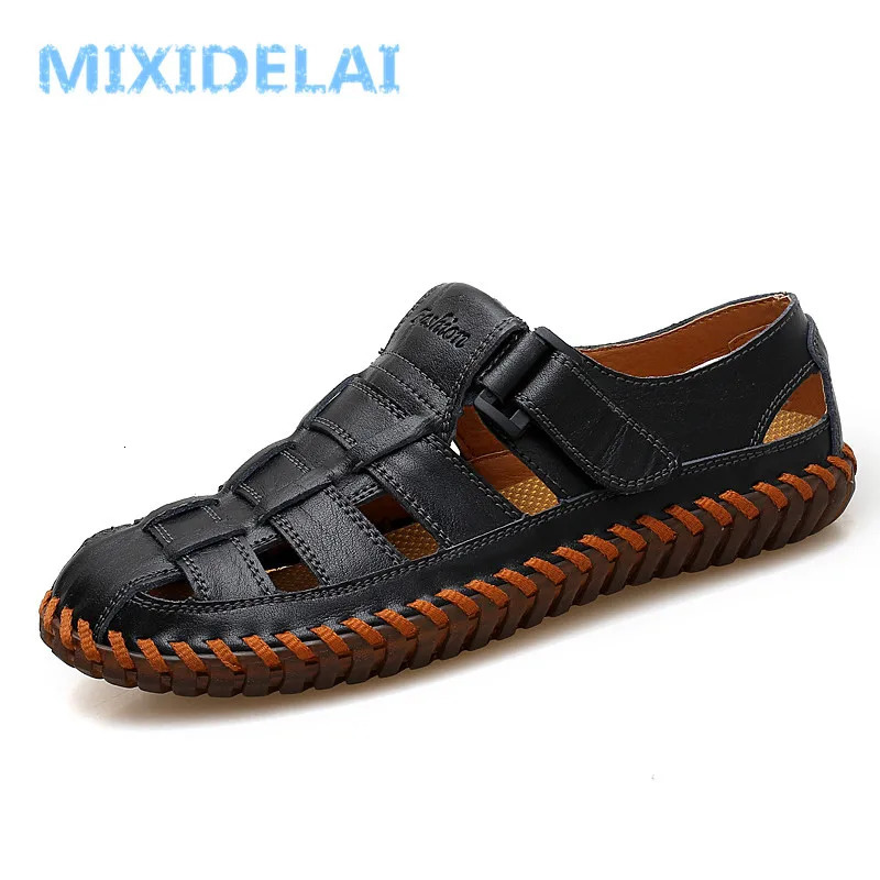 MIXIDELAI Summer Mens Sandals 2024 Casual Beach Mens Shoes High Quality Genuine Leather Sandals Mens Sandals Large Sizes 39-47 240605