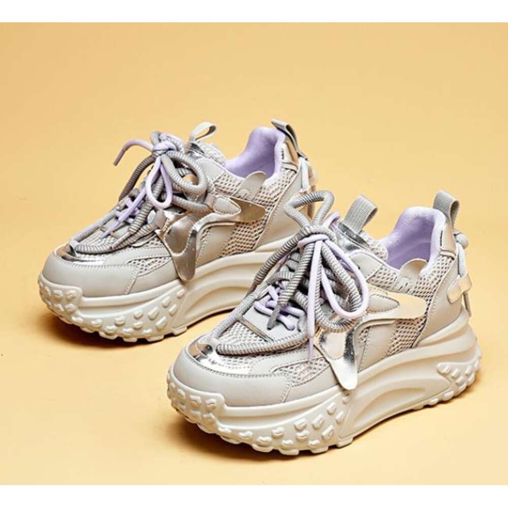 Ddmysports Cm Air Mesh Genuine Leather Platform Wedge Breathable Spring Chunky Sneaker Casual Ollow Igh Brand Flats Summer Comfy Shoes OUTDOOR