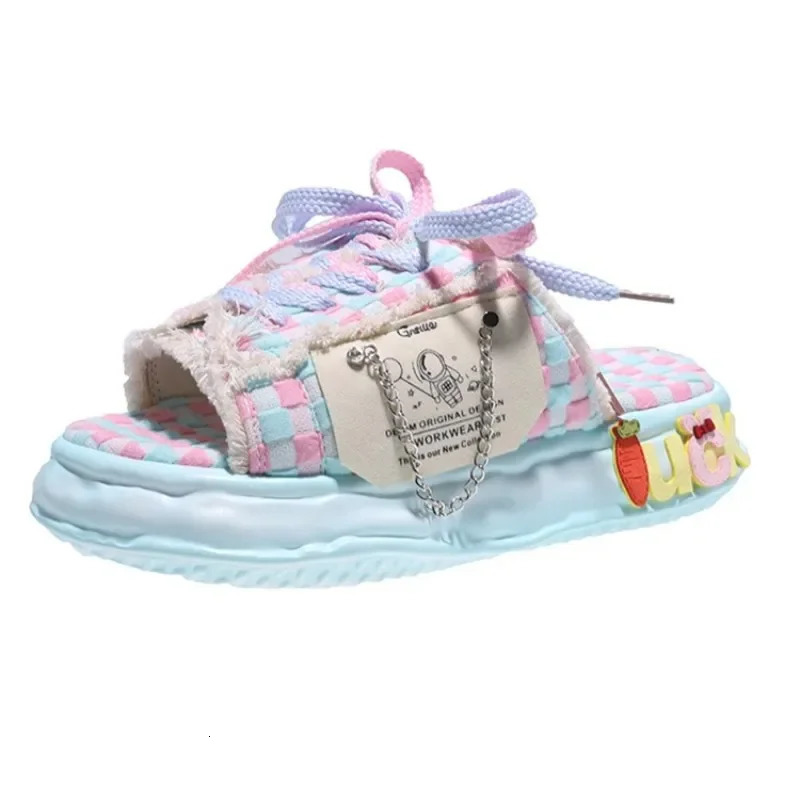 Summer Women Graffiti Slippers Sandals Platform Shoes Mules Flip Flops Street Clogs Flat New Sweet Casual Shoes For Female 240605