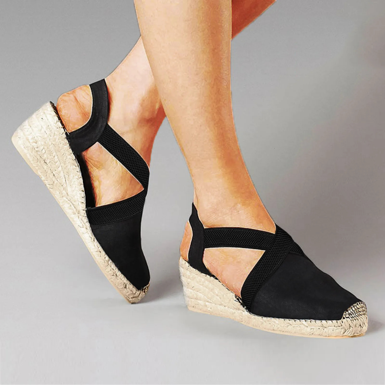 Women Bohemia Sandals Fashion Casual Toe Closed Wedges High Heel Shoes Thick Bottom Slingbacks Summer Casual Women Sandalias 240605