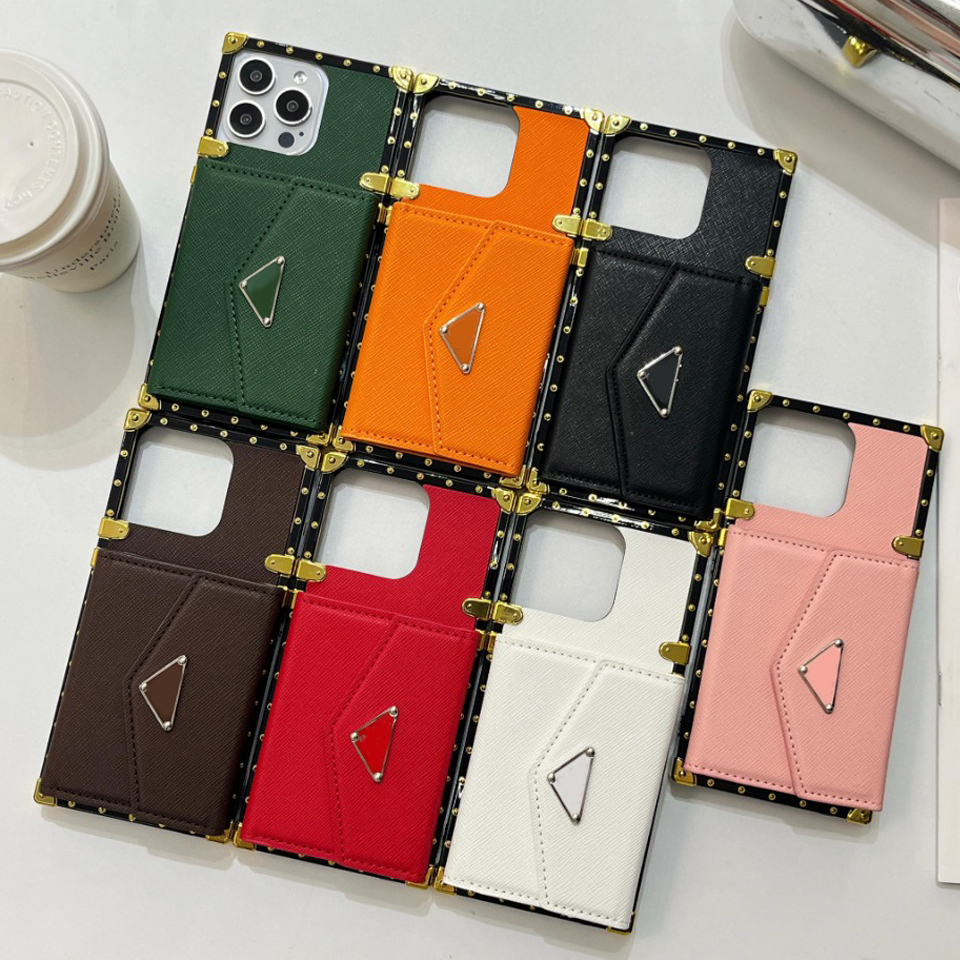 Triangular nameplate Cell Phone Case PU Leather Fold Wallet Shockproof Cover Case for iPhone 14 Pro Max Phone Case with Card Holder 14Plus 15 13