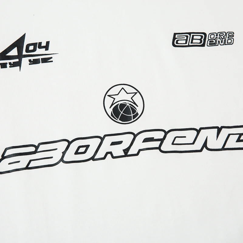 Vintage Geometric Alphabet Graphic T-shirt Mens Oversized Street Wear Boyfriend Style Harajuku Casual Motorcycle Racing T-shirt 240601