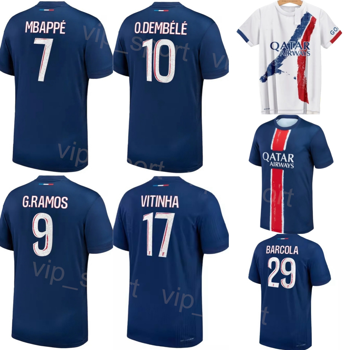 24-25 Club Soccer 29 Bradley Barcola Jersey 9 Goncalo Ramos 23 Randal Kolo Muani 2 Achraf Hakimi 11 Marco Asensio 10 Ousmane Dembele Football Shirt Kits Uniform BaLi