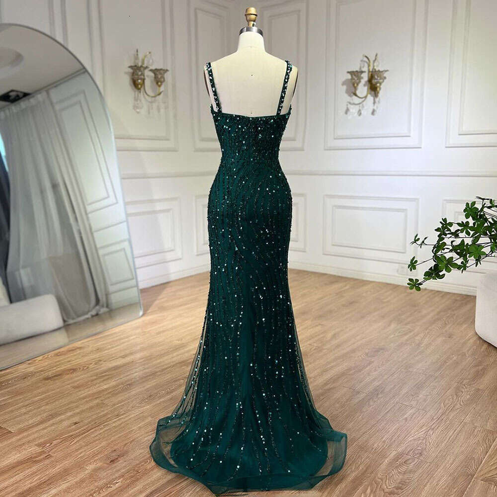 Serene Hill Green One Shoulder Mermaid Elegant Beaded Red Evening Dress Gown for Women's specialParty 2024 LA72340