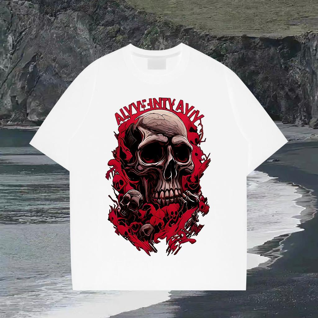 Comfortable Mens Tshirts Cotton O Neck Short Sleeves Casual Daily Wear T Shirt For Man Skull 2024 Designer Tees Shirts