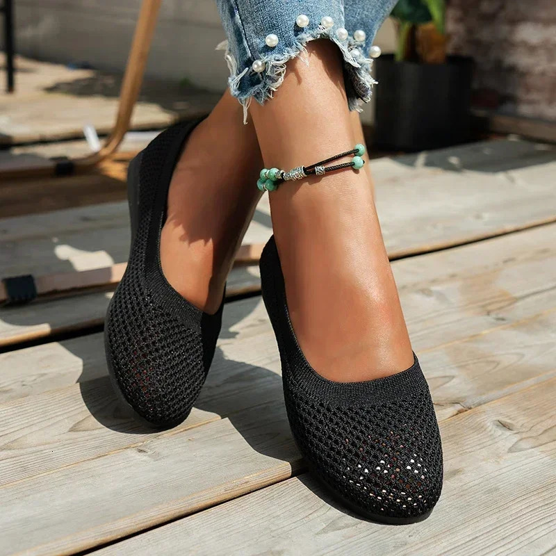 2024 Womens Apartment Shoes Spring/Summer Fashion Round Toe Shallow Shoes Comfortable and Breathable Mesh Casual Barefoot Shoes 240605