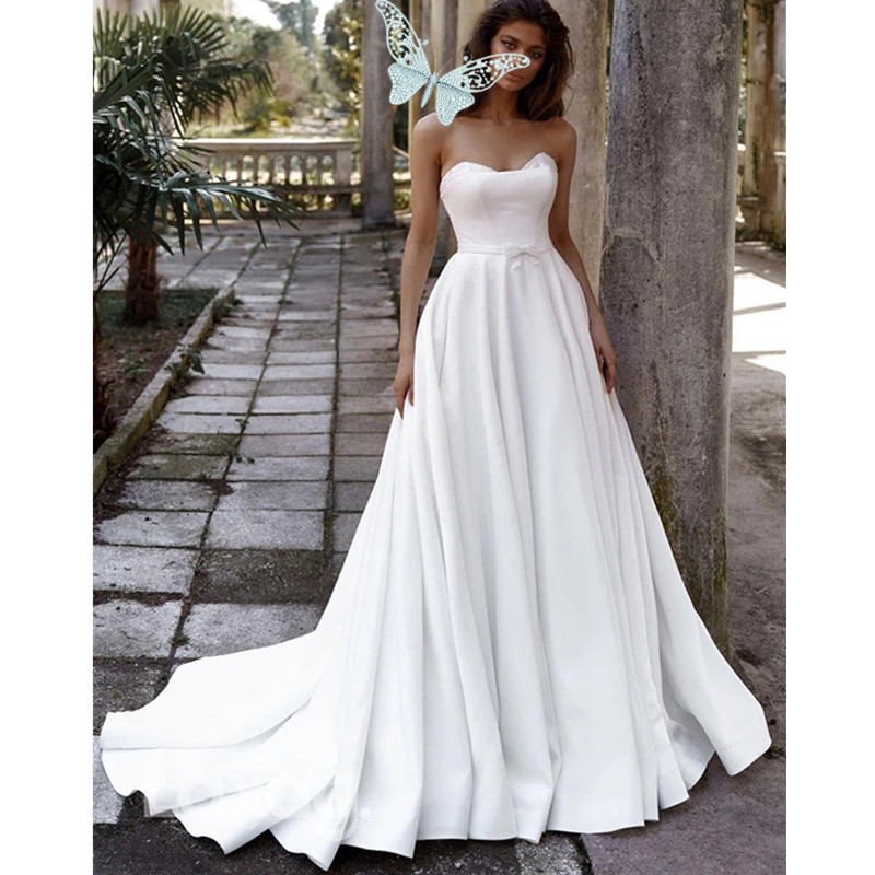 2024Line A Elegant Country Wedding Dresses Sweetheart Corset Long Train Bridal Gowns Lace Appliques Boho Beach Bride Dress Vestido De Novia Appliques